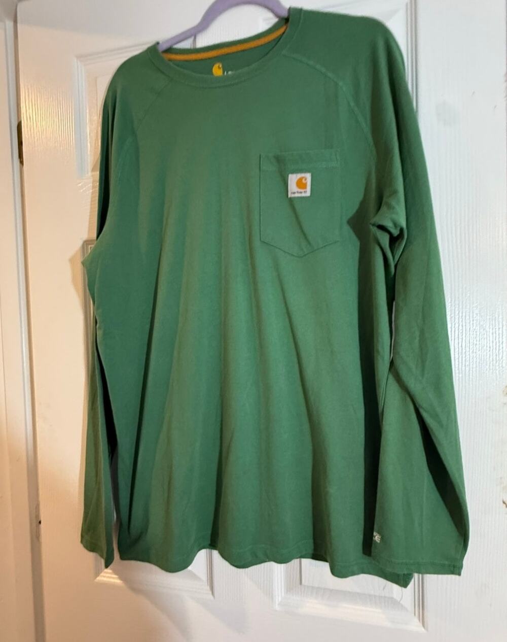 Carhartt Force Mens L Tall Green Relaxed Fit Long Sleeve Pocket Shirt